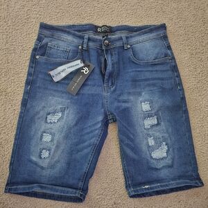 Distressed Blue Denim Shorts